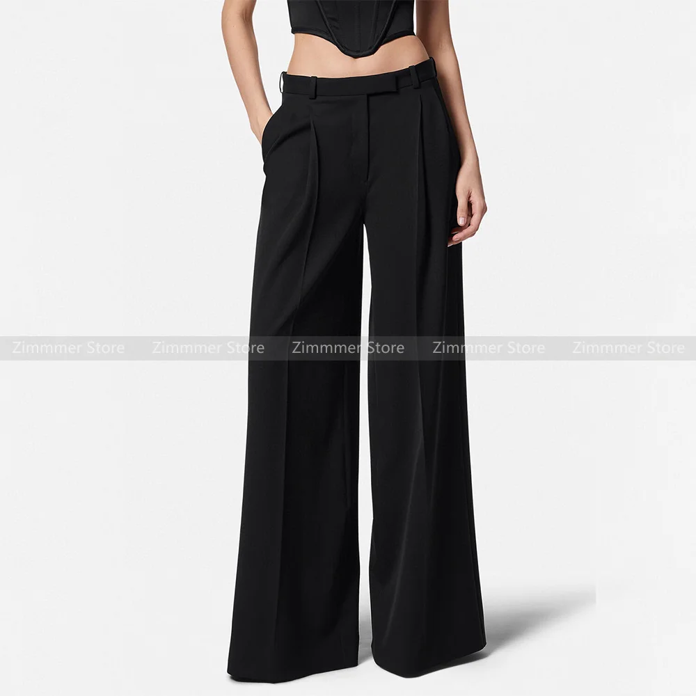 

High quality! 24 autumn and winter new fashionable casual high-waisted straight trousers pleated thin wide-leg suit trousers