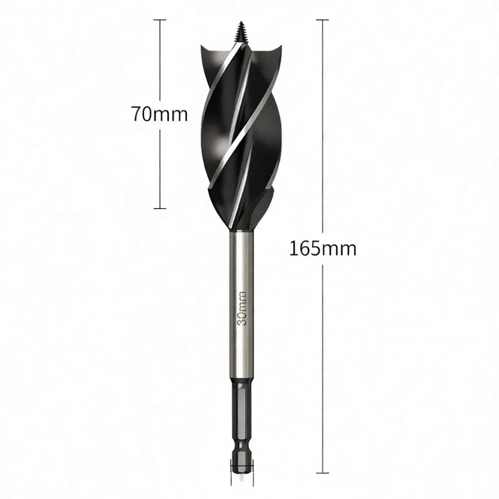 Professional Wood Drill Bit Four Flute Cutting Edge Hex Shank Hole Reaming Tool For Timber Board Cabinet Door Installation