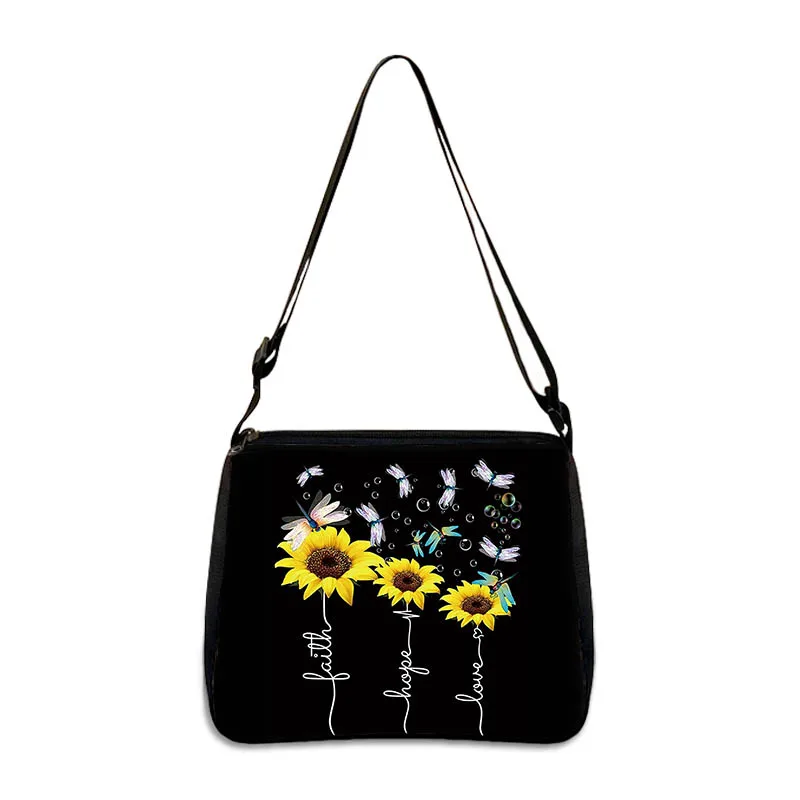 Vintage Faith Cross Hope Love Sunflower Butterfly Shoulder Bag Women Fashion Handbags for Travel Purse Holder Crossbody Bag Gift