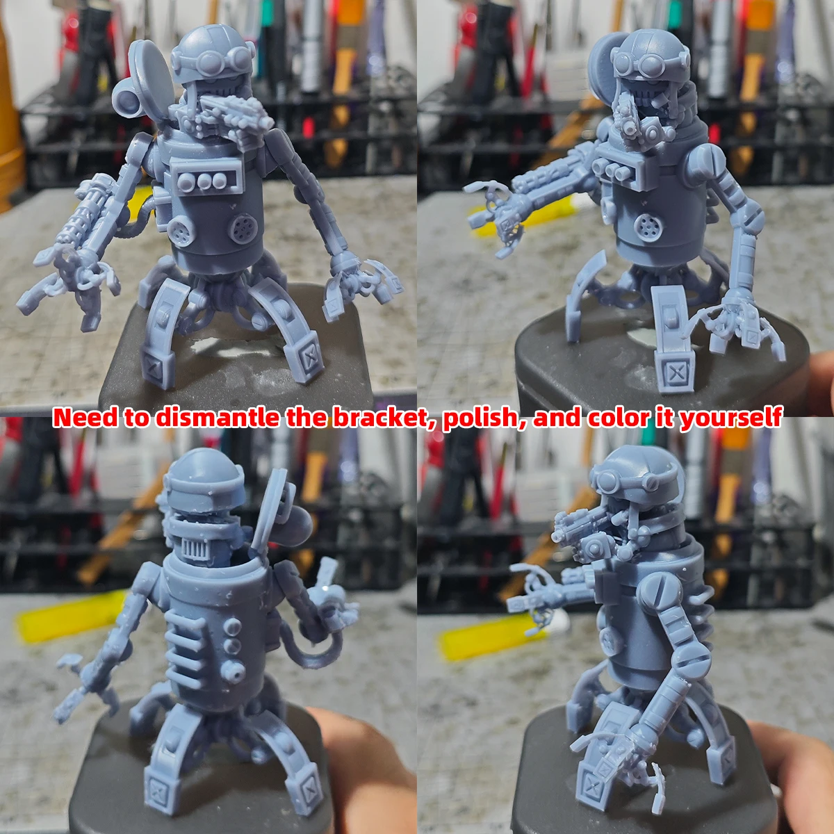 Q-Version Modellbausatz 3D-Harz Miniatur-Soldatenfiguren Diorama Unbemalte Sci-Fi-Cartoon-Pilotierte Mecha-Drohne DIY – Detail 5