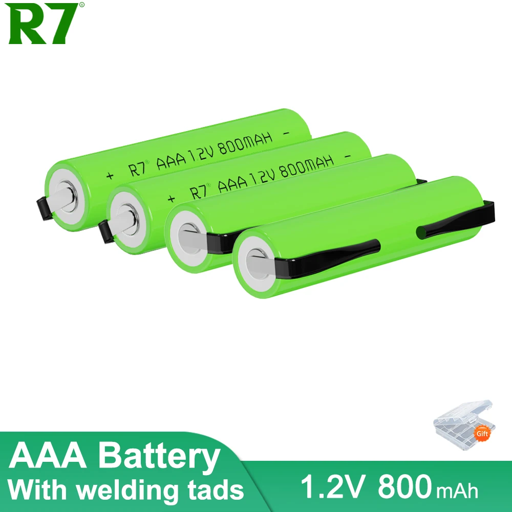 R7 1.2V AAA Ni-Mh Rechargeable Battery 800mah aaa with weld tabs for Philips Electric Shaver Razor Toothbrush