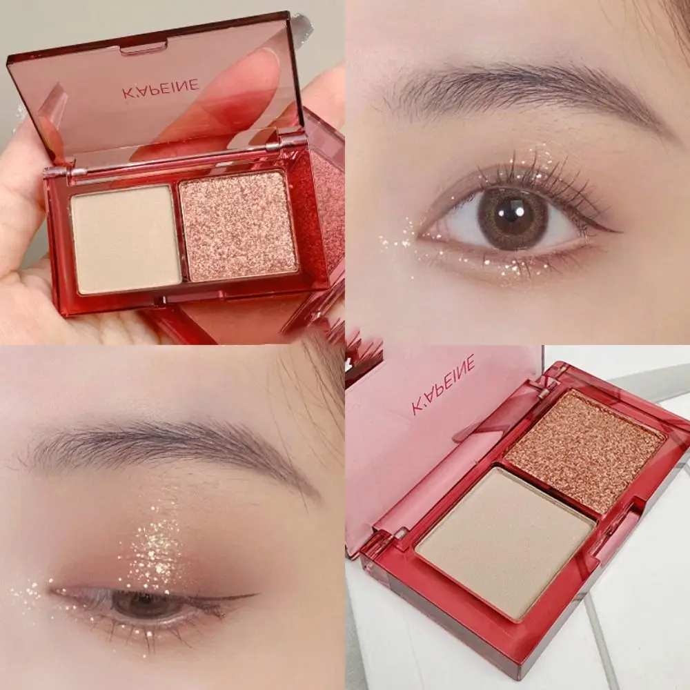 Matte Two-color Eye Shadow Palette Long Lasting Pearlescent Two-color Eye Shadow Glitter Powder Sweatproof Waterproof