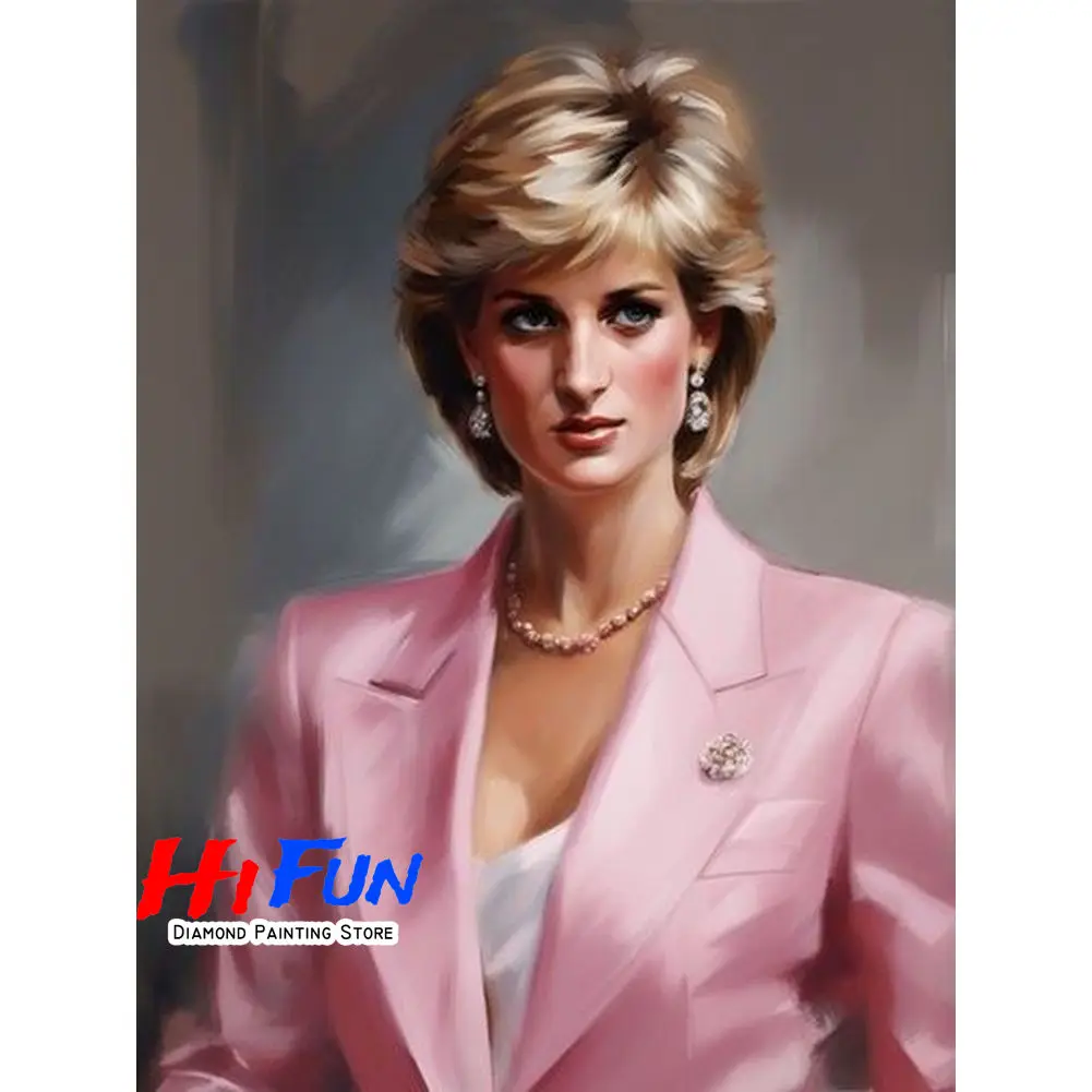 5D Celebrity Woman Diamond Painting Princess of Wales Portrait Full Drill DIY Diamond Art Kits Royal Elegant Wall Art Poster image 3