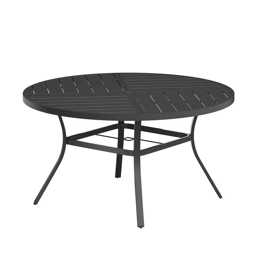 

Round Patio Table with Adjustable Umbrella Hole for 6, All Weather Metal Outdoor Dining Table for Lawn Garden, 50 Outdoor Coffe