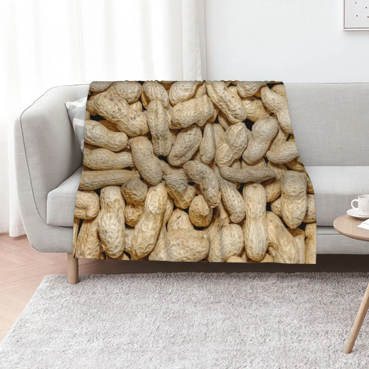 Cacahuetes crudos salados en conchas, manta con patrón de foto de comida, mantas de camas suaves ponderadas de manga St de lujo