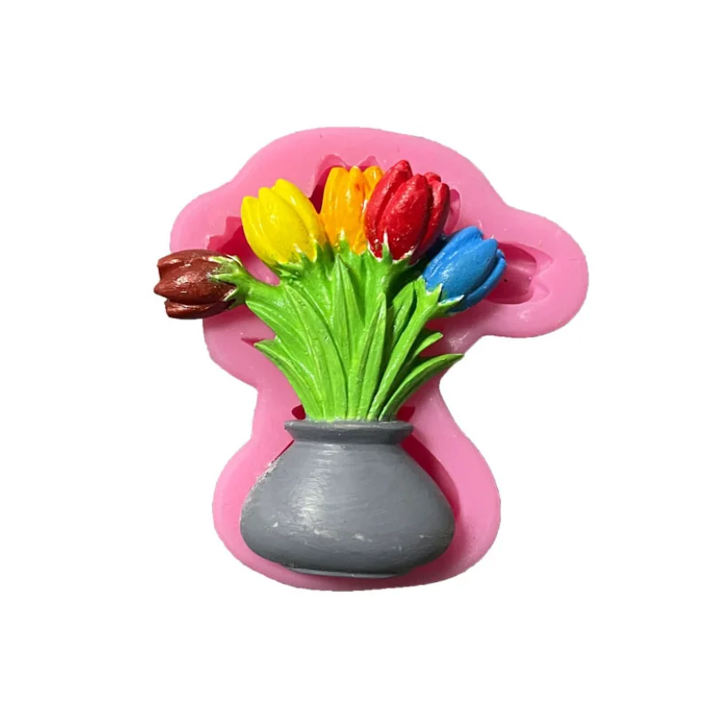 Tulip Vase Silicone Cake Mold DIY cake chocolate decoration sugar turning manual soap aromatherapy gypsum mold