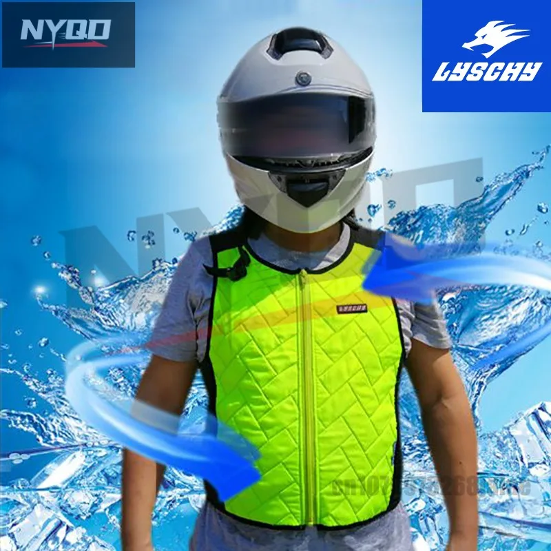 

LYSCHY Summer Outdoor Riding Motorbike Cooling Water Cold Jacket Motocross Fluorescent Green Motorcycle Ice Waistcoat Vest