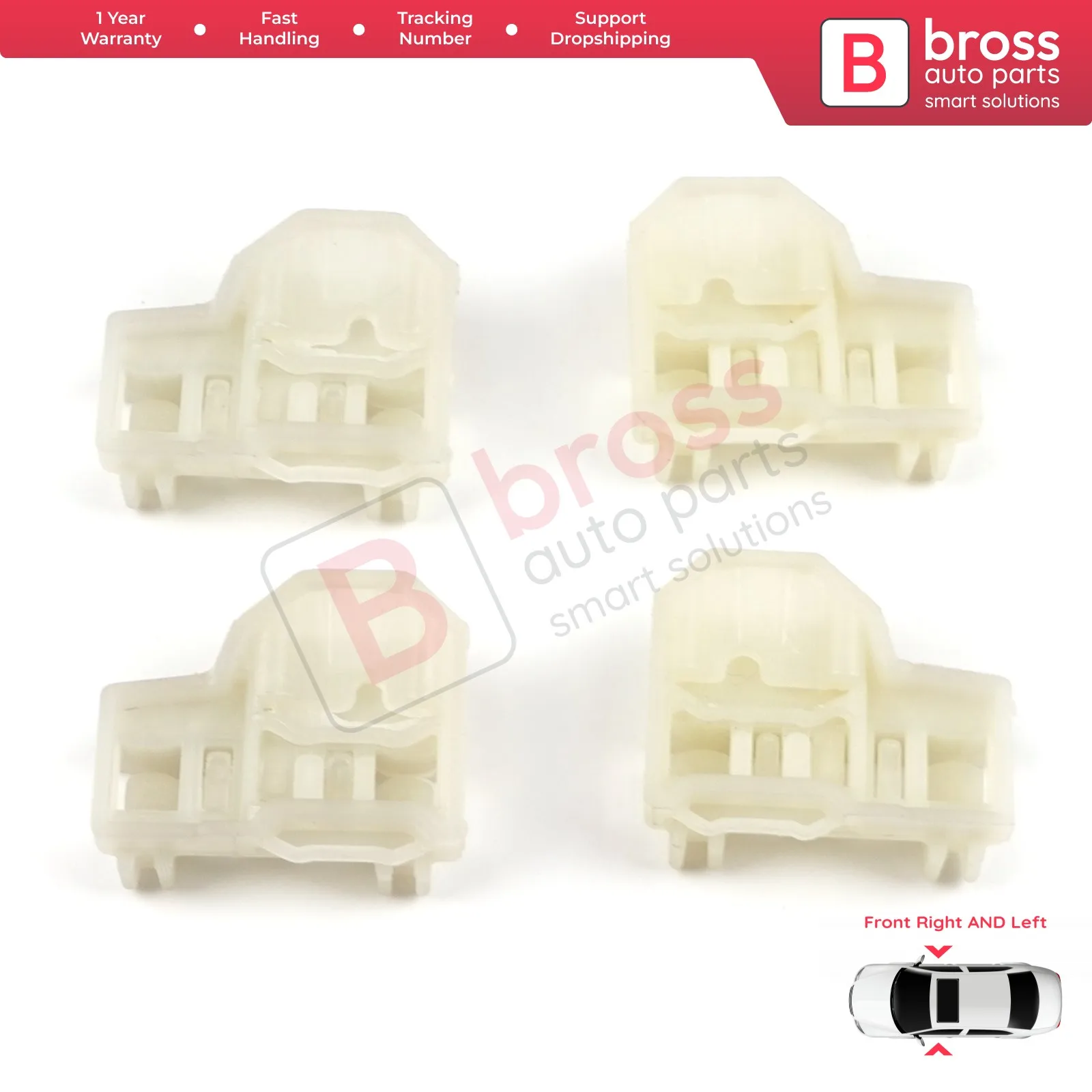 Bross BWR46+BWR47 4 Pieces Window Regulator Clips Front Left&Right Doors for Audi  VW Seat Pontiac Oldsmobile Made in Turkey