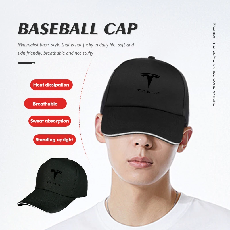 New Car Baseball Cap Fashion Outdoor Sport Cotton Sunblock Hat For Tesla Model 3 Y S X 2021 Roadster Cybertruck Juguete