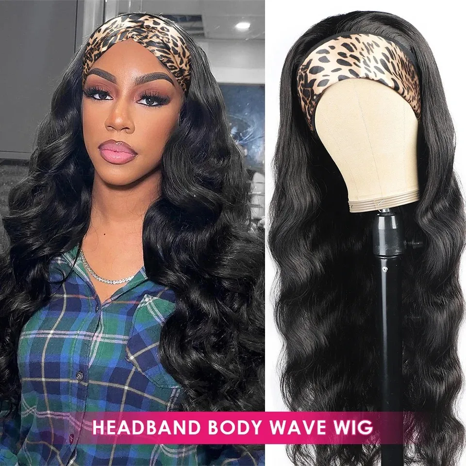 Deep Wave Curly Human Hair Wig Full Machine Made Half Wig Headband Wigs Curly Half Wigs Human Hair