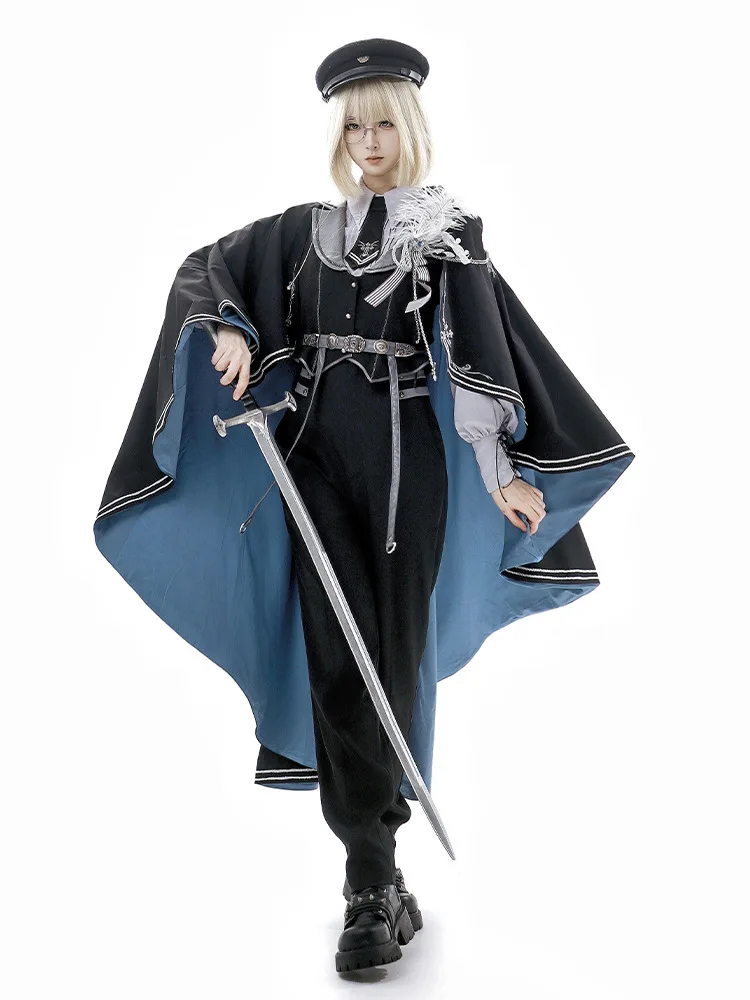 

Новый готический синий накидка в стиле милитари, потому что ночной ккант, карнавальный костюм на Хэллоуин, Рождество, ролевая вечеринка, жилет с комиксами + ш