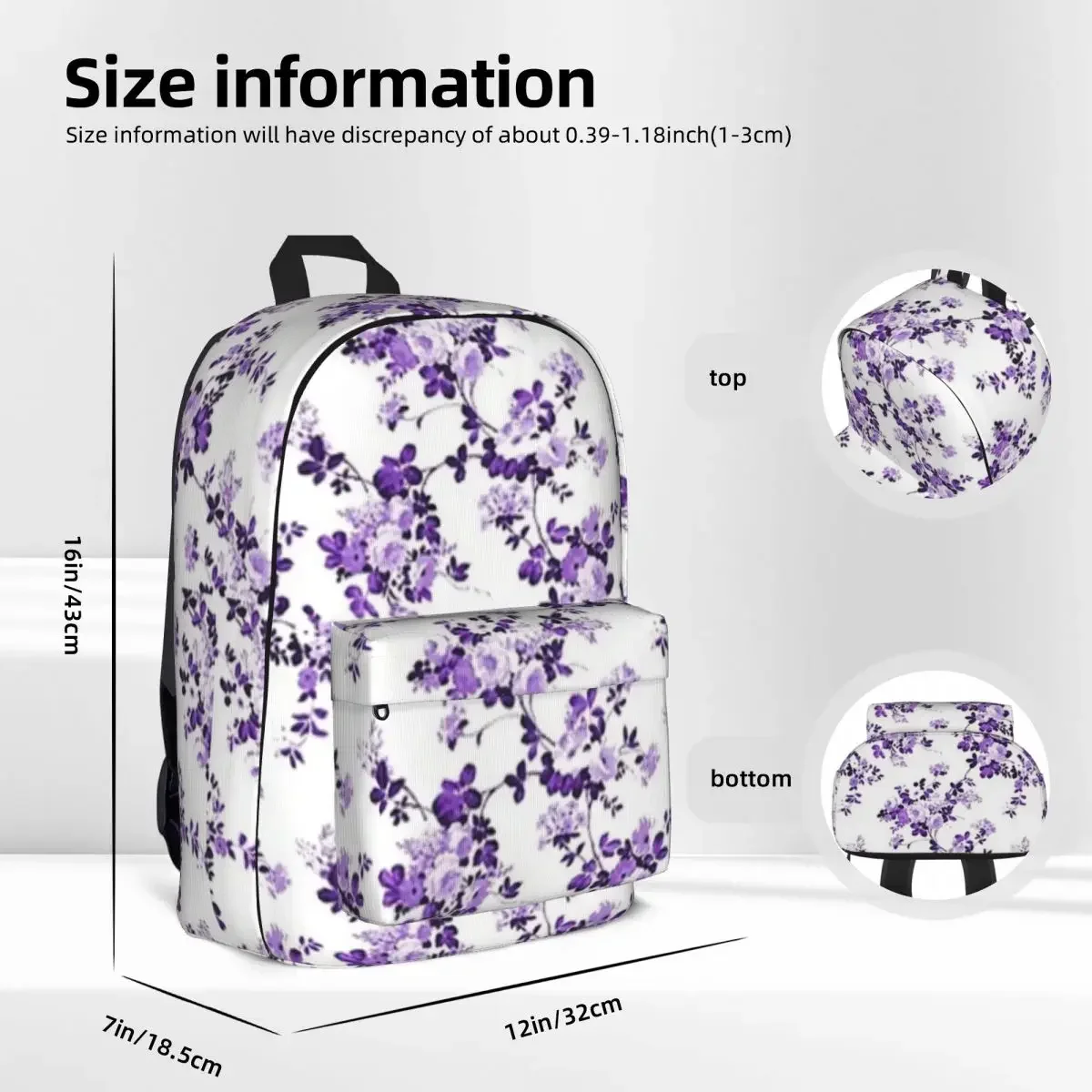 Purple Bolssom Woman Backpacks Boys Girls Bookbag Casual Children School Bags Portability Laptop Rucksack Shoulder Bag image 3
