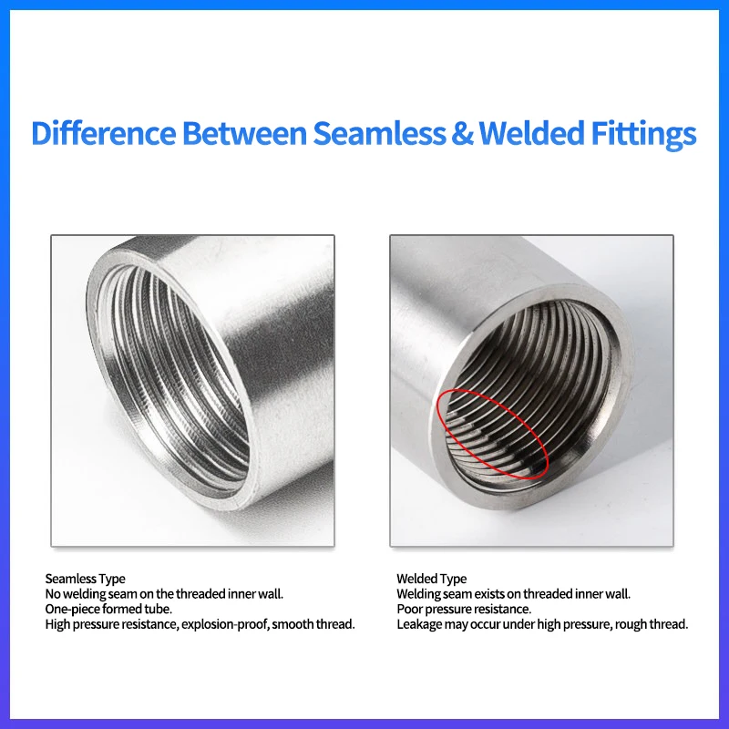 304 Stainless Steel Double Female Thread Coupling, Straight Water Pipe Connector, BSP 1/4
