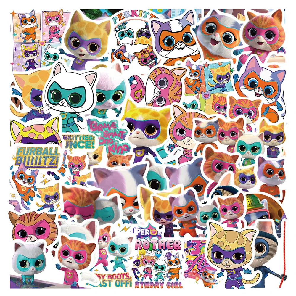 

10/30/50pcs Cute Cartoon Super Kitties Stickers Anime Waterproof Graffiti Decals for Kids Toys DIY Suitcase Fridge Water Bottle