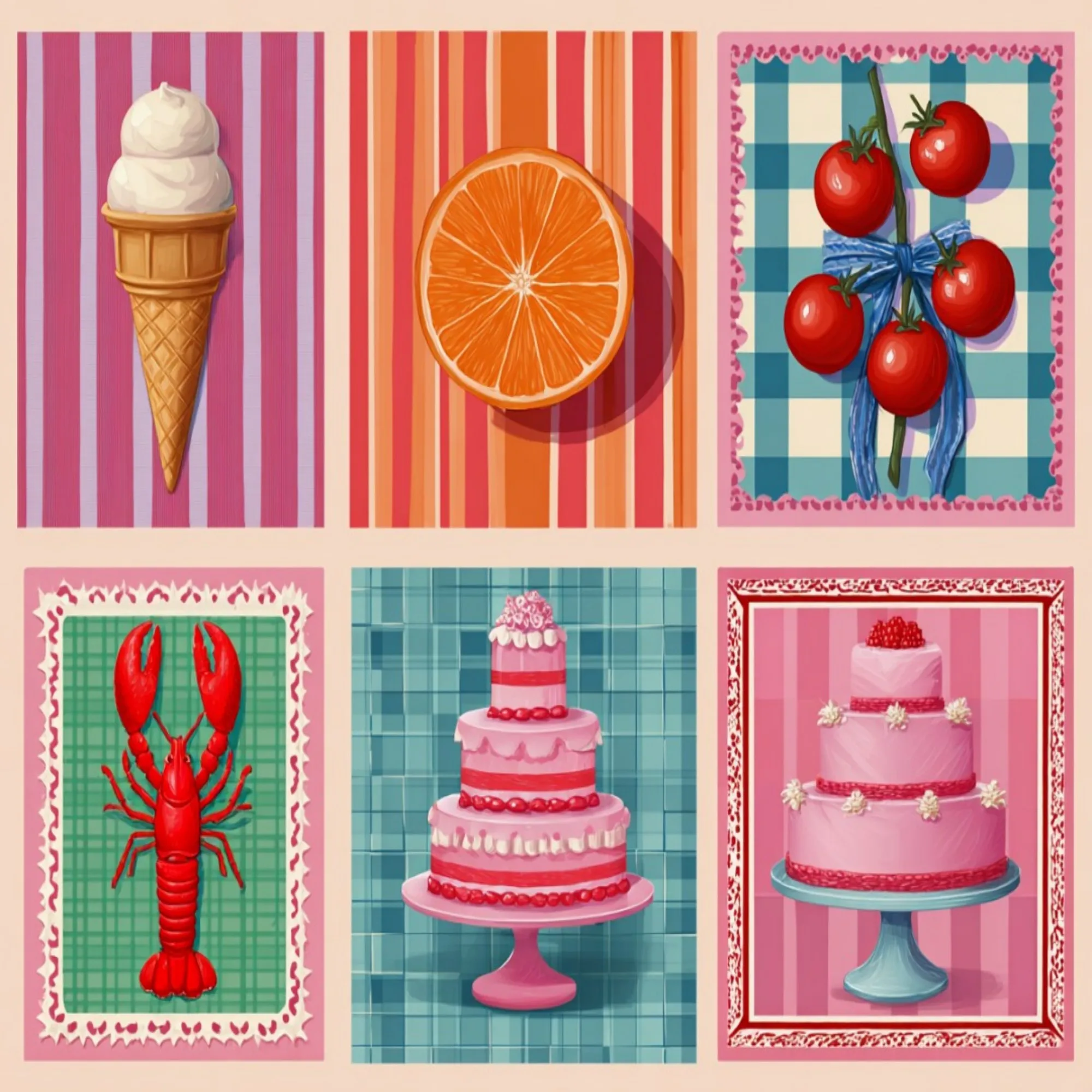 

6 groups of paintings Retro desserts and delicacies Painting By Numbers Kit DIY Acrylic Artwork Canvas Art Gift Home