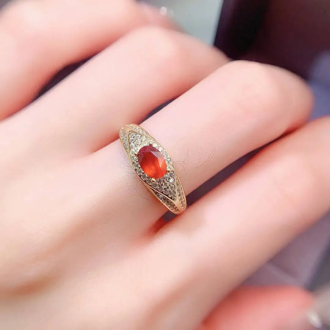 KJJEAXCMY New style Jewelry Natural Women's Garnet Ring 925 silver inlay Colorful and splendid Crystal pure fire flash explosion