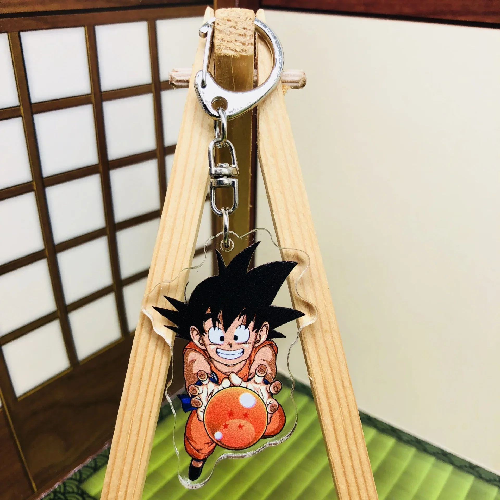 Dragon Ball Acrylic Cartoon Keychain with Goku, Trunks, Buu, and Piccolo Character Designs for Cosplay