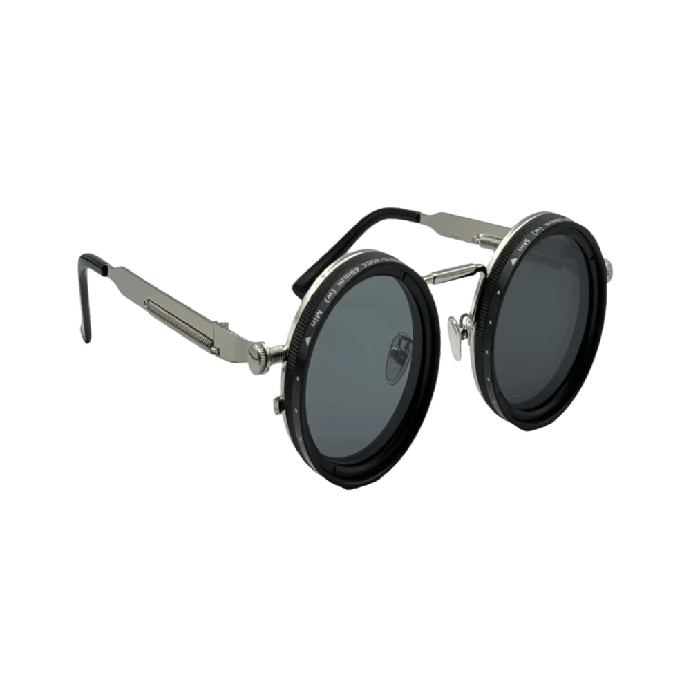 Round Frame Fishing Sunglasses Manual Rotating Anti UV Protection Adjustable Dimming Glasses Metal TAC ND Filter Sunglasses