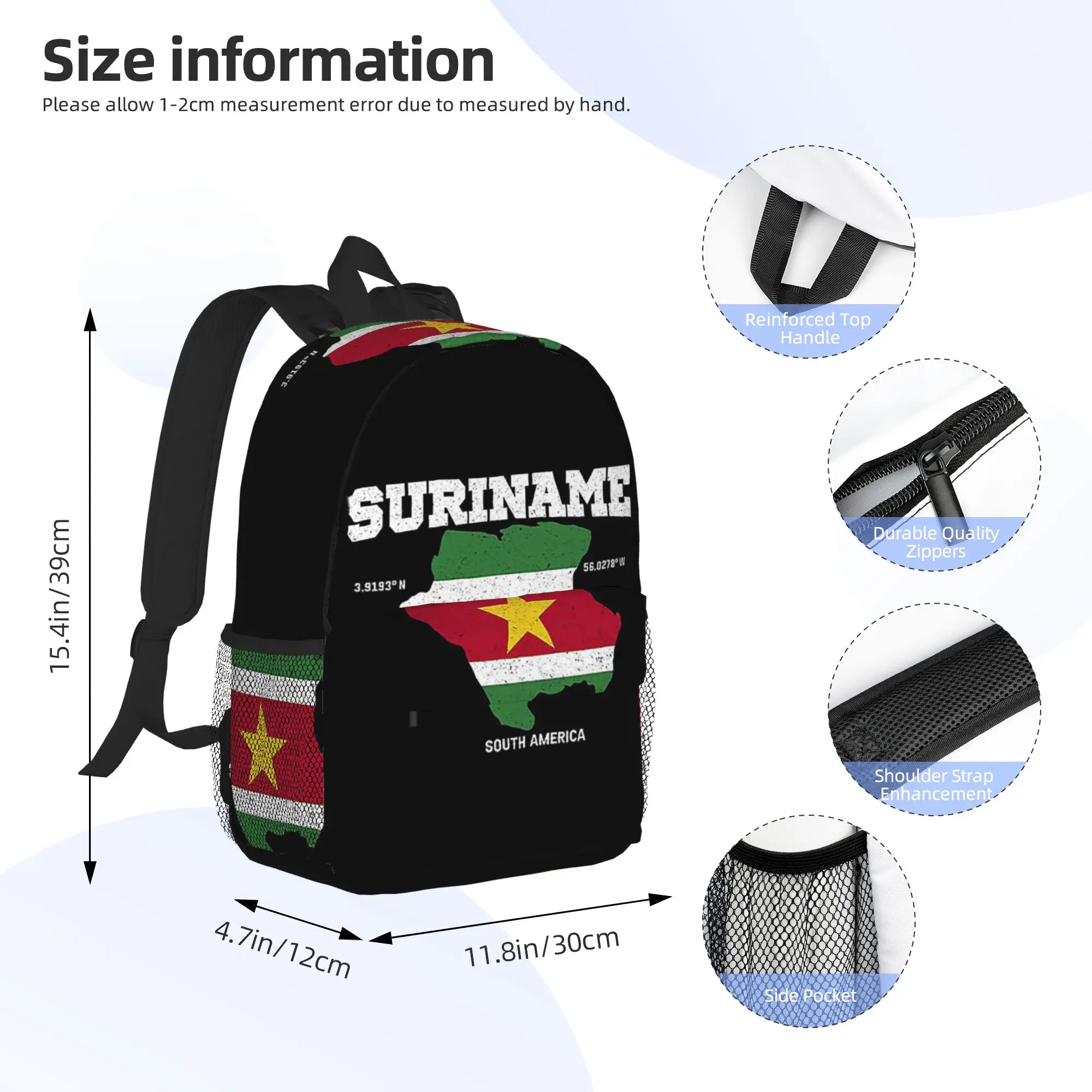 Surinamese Flag and Map Backpack Hot Sale Daypack Large Capacity Boys Girls BookBag Shoulder Bags for Men Women School Bag