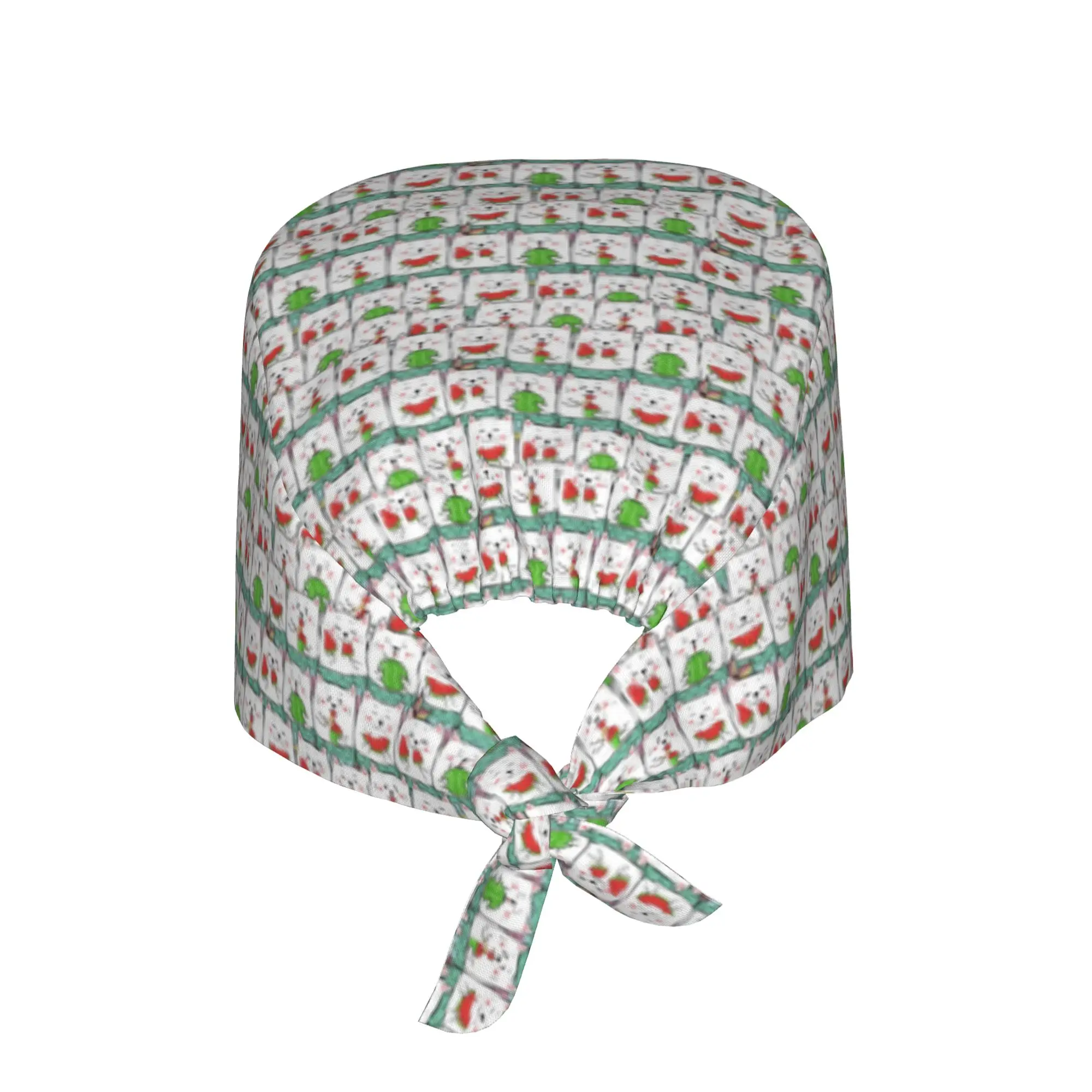 Adjustable Funny Colourful Creative Cat Printed  Working Hat Men Women  Surgical Hat Scrub Nursing Doctor Surgeon Cap for Chef