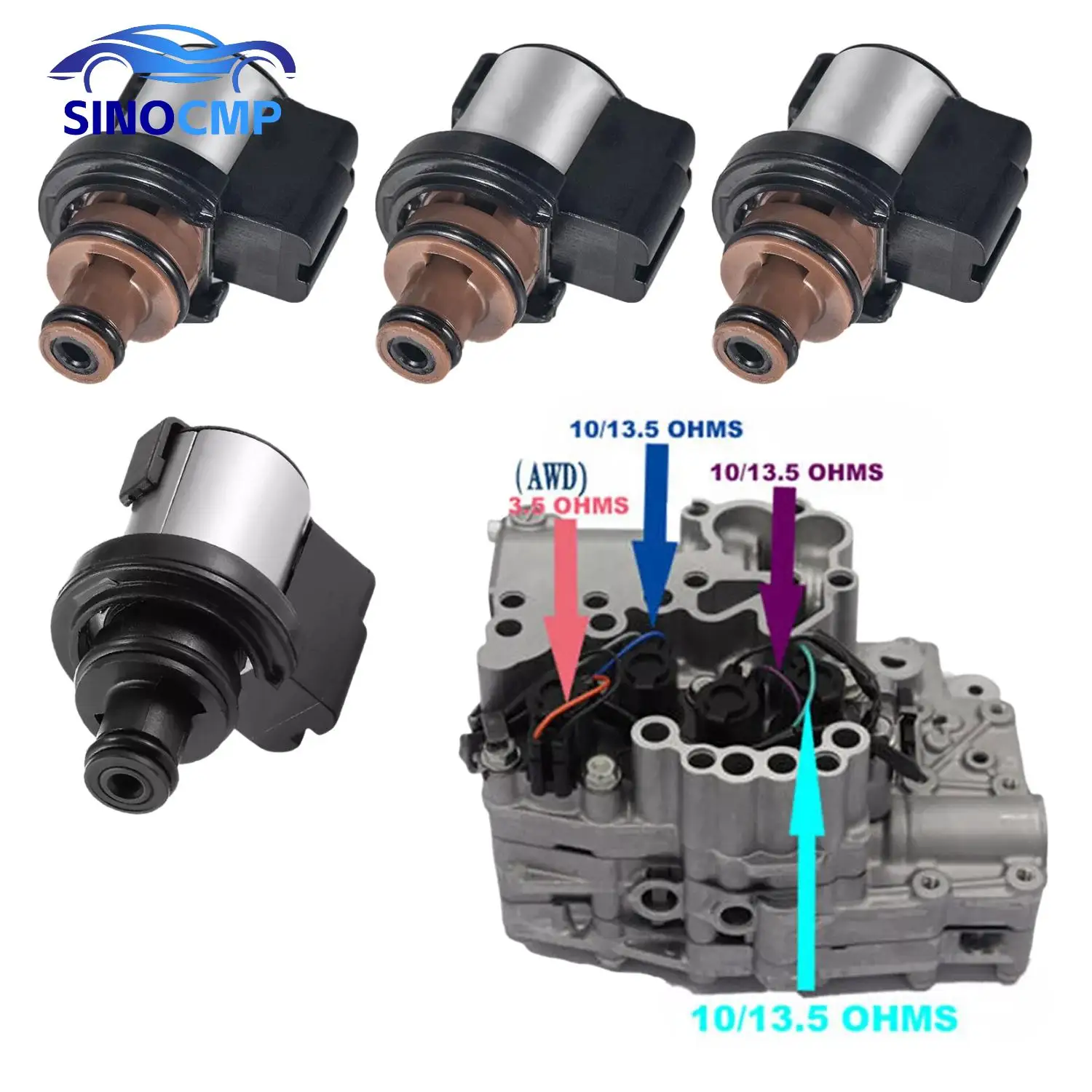 4pc 31825AA050 31825AA051 31706AA031 31706AA032 Torque Converter AWD Pressure Control & Lock-Up Solenoid For Subaru TR580 TR690