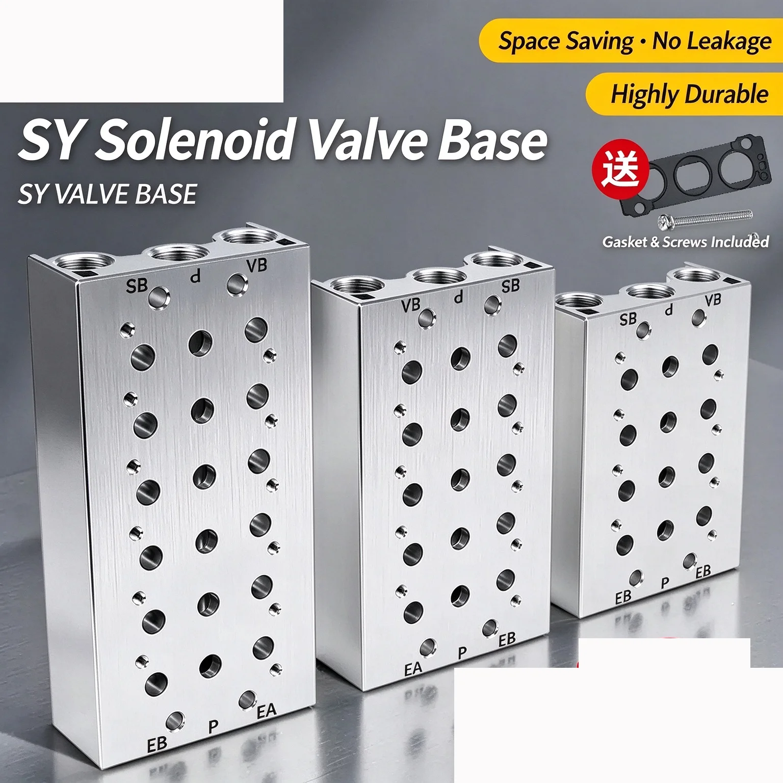 Pneumatic Base Valve Station SY3120 SY5120 SY7120 Solenoid Valves with Air Exhaust Manifold SS5Y5- 2F/3F/4F/5F/6F/7F Includes Ga