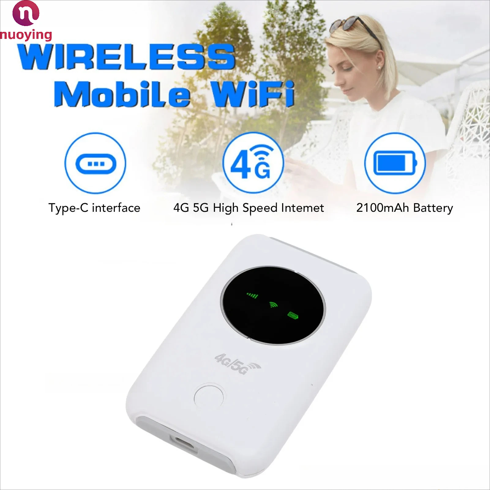 Tragbarer 4G 5G LTE WLAN-Router 300Mbps Mobiler Hotspot SIM-Steckplatz Farb-LED-Display Unterstützt 10 Geräte für Reisen
