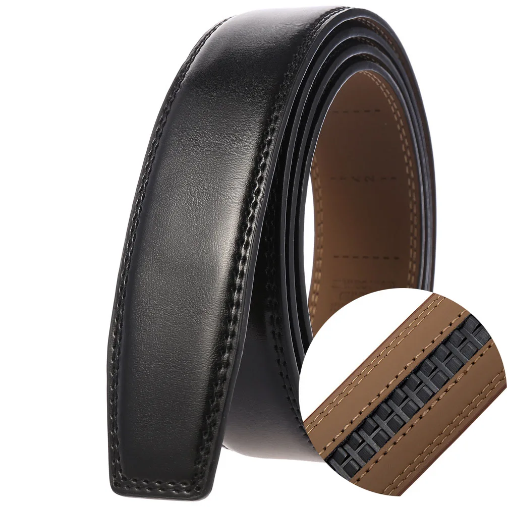 Black Brown 90-130cm No Buckle 3.5 cm Width Genuine Leather Belt Straps Without Automatic Buckle Waist Belts