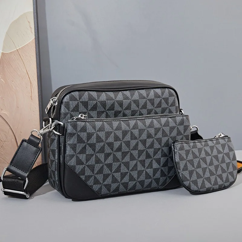 حقيبة كروس عصرية للرجال ثلاثة في واحد تصميم حقائب كروس للرجال بطباعة شعرية ماسية حقيبة كتف ساعي البريد للرجال #2