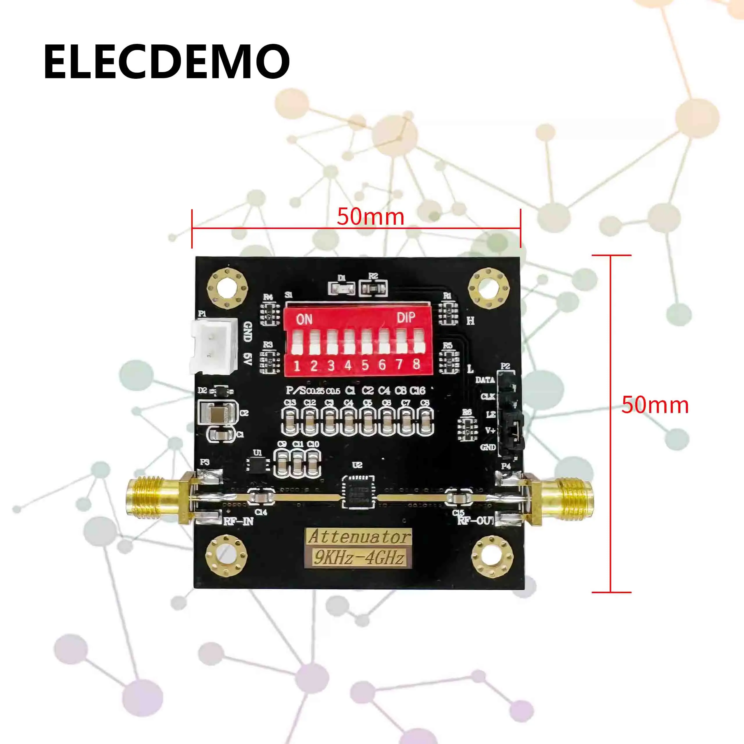 PE43702 module digital RF attenuator module bandwidth 9K~4GHz 0.25dB step accuracy maximum gain 31.75dB
