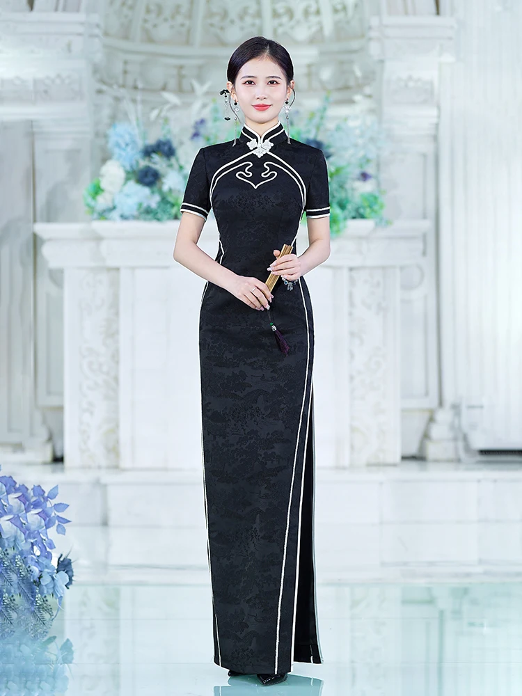 

Original Gown Retro Sle Spring Summer New Design High Slit Performance Dr Year End Celebration Evening Gown