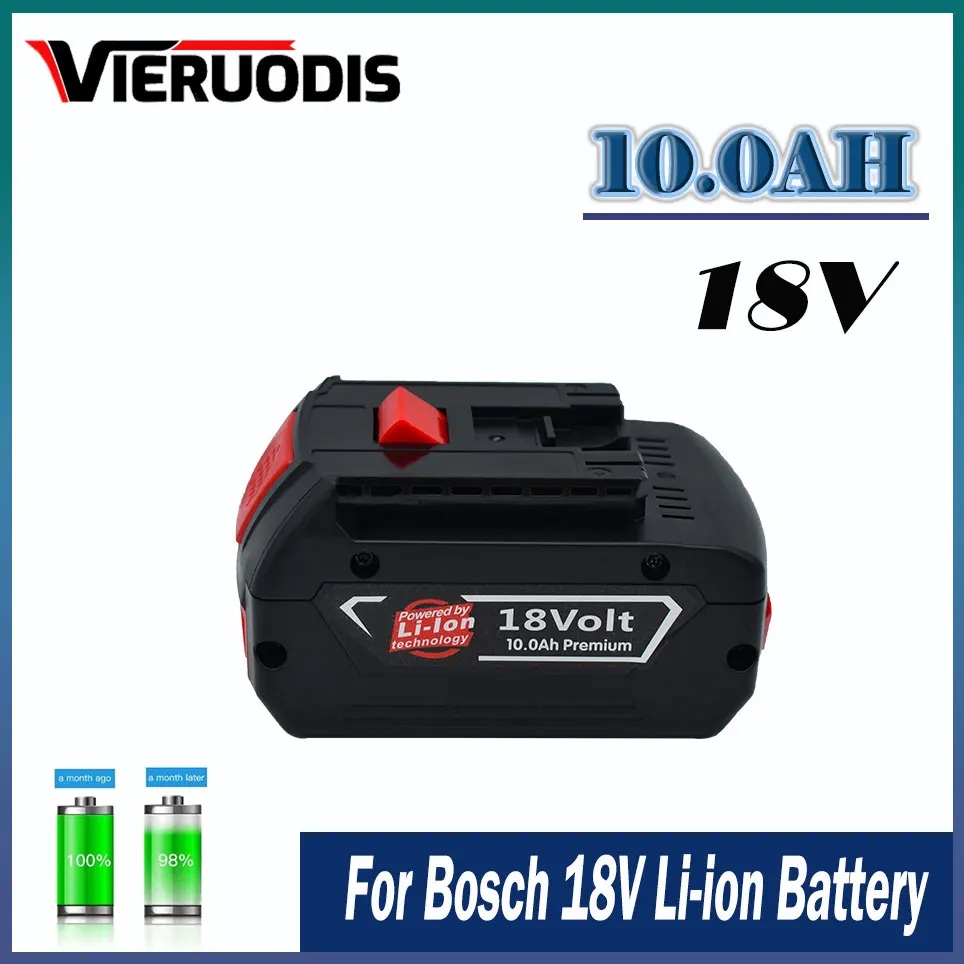 

18V Battery 10.0Ah for Bosch Electric Drill 18V Rechargeable Li-ion Battery BAT609, BAT609G, BAT618, BAT618G, BAT614 + 1Charger