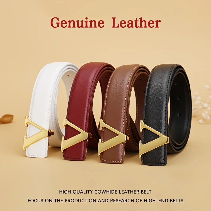 Ladies' Elegant Letter Business Belt, Multifunctional Fashion Accessory to Match Suits, Genuine Leather Belt for Gifts, Fashiona