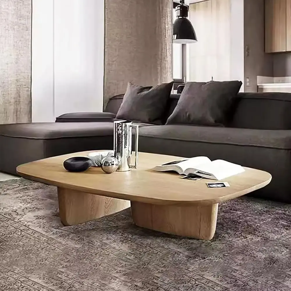 

Abstract Coffee Table Modern Solid Wood Coffee for Living Room,Retro Style Coffee Table Rectangular Cocktail Table Japanese Tea