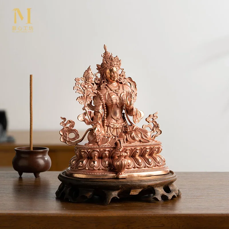Wealth Tianmu Buddha Statue Tantra Pure Bronze Goddess of Wealth Tibetan Home Worship Ornament Basudara image 3