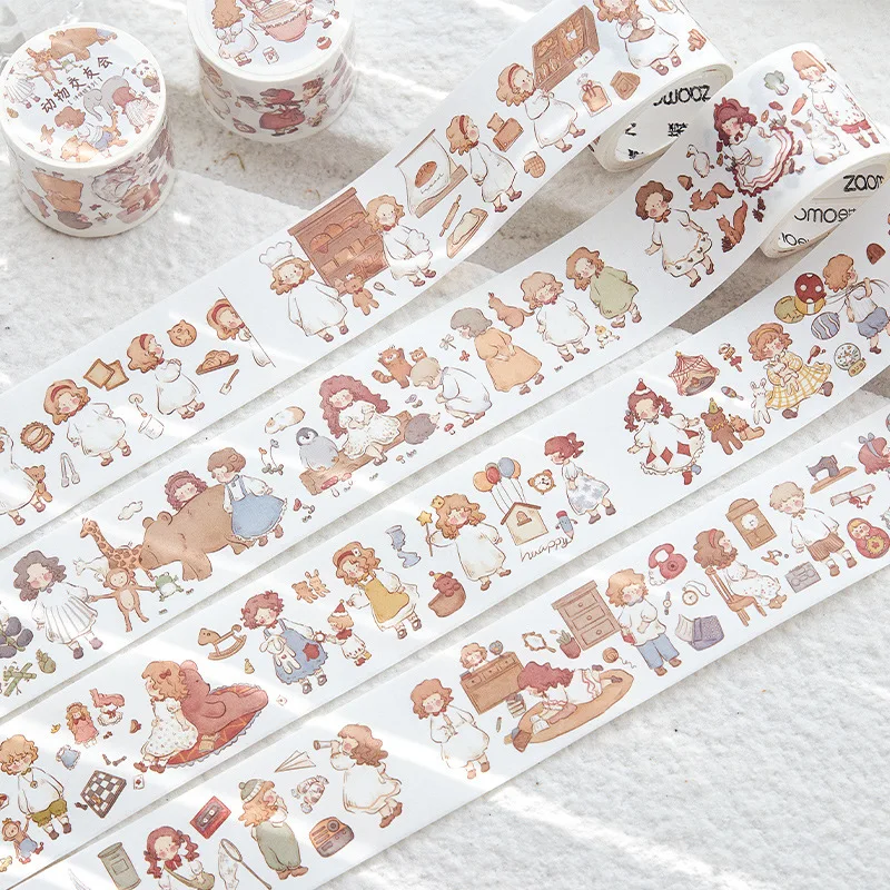 Imagem -02 - Rolo dos Desenhos Animados Fita Washi Masking Tape Washi para Scrapbooking Decoração Notebook Meninas Pet Fita Adesiva para Diário Faça Você Mesmo Decoração Autocolante 1