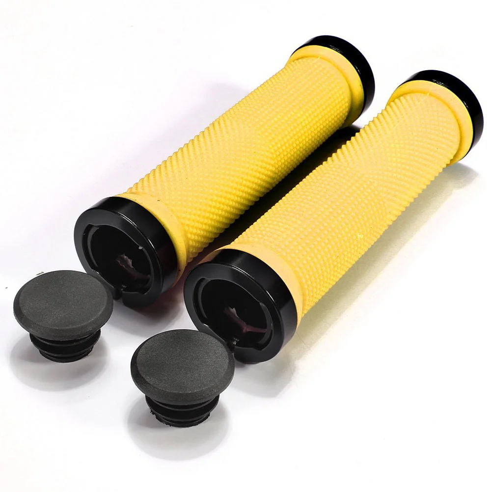 

A Pair of Mountain Bike Non-Slip Rubber Handlebar Grips (Yellow) Bike handlebar grips Handlebar grips mountain bike