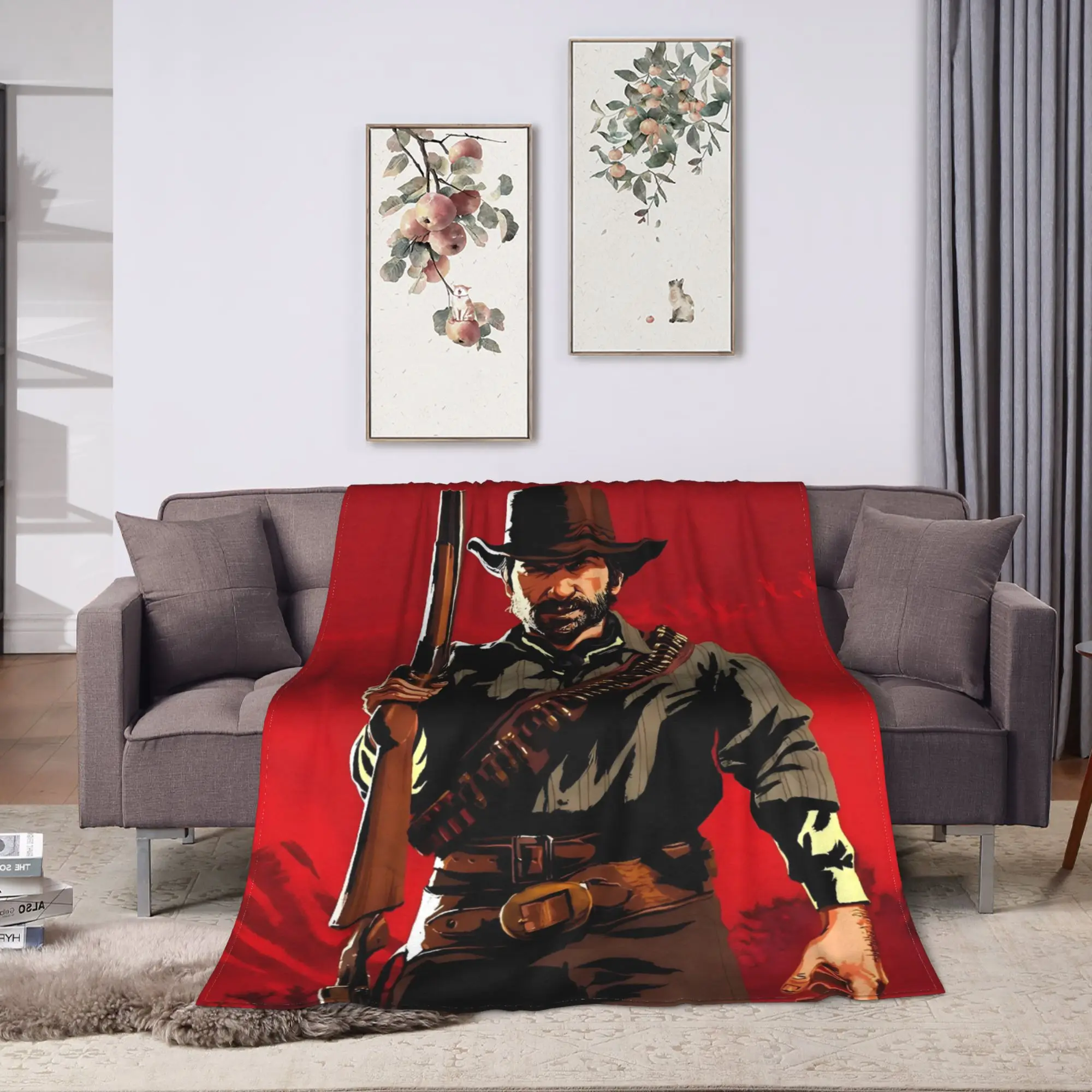 آرثر مورغان RDR 2 بطانية السفر الفانيلا الفراش يلقي للخارجية سوبر لينة مخصصة جودة المفرش هدية عيد ميلاد #2