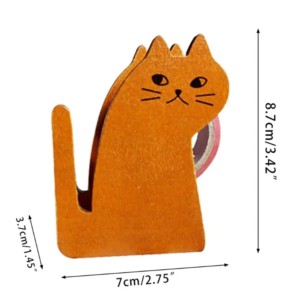 Imagem -02 - Cute Animal Shaped Wooden Tape Dispenser Stationery Tape Holder para Estudantes