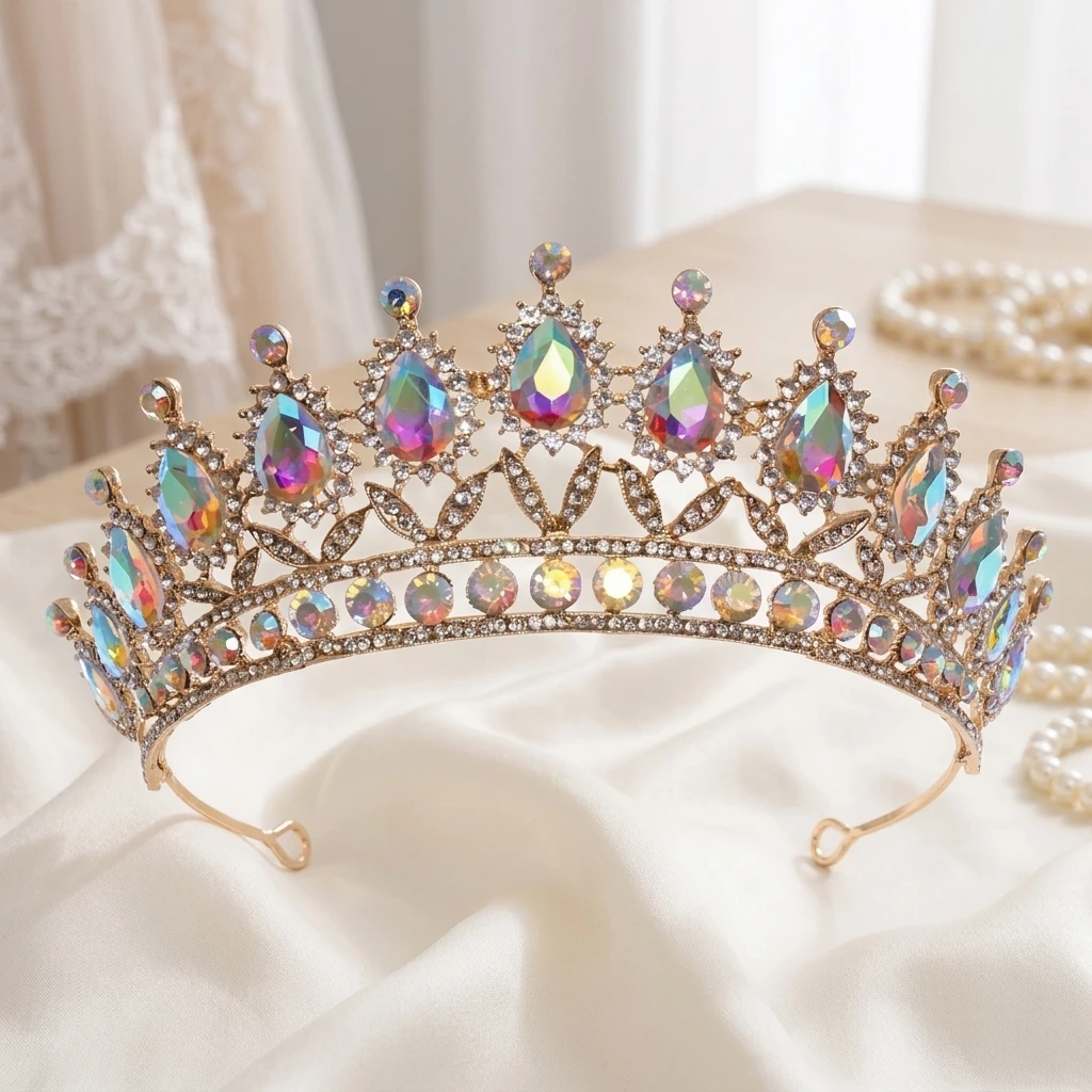 Bridal Crown Elegant Wedding Ceremony Princess Diadem for Bride Luxurious Alloy Headpiece Party Hair Accessory Jewelry Gift 3
