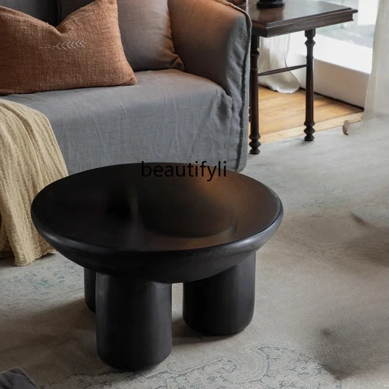 

Whole wood creativity\ wabi-sabi wind all solid wood homestay round coffee table, coffee table log pier