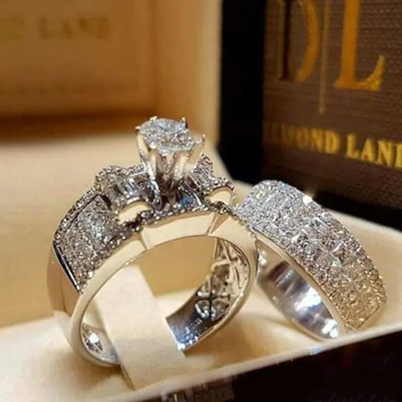  Classic Wedding Engagement Ring for Women Brilliant Cubic Zirconia Crystal Proposal Ring Anniversary Gift Jewelry