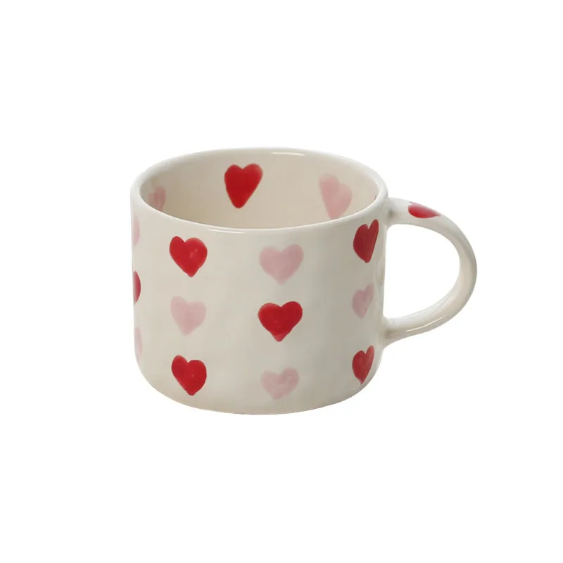 Tazza da caffè Patterm a cuore da 300ml 10 once tazza in ceramica dal Design unico di personalità creativa con manico regalo adorabile per Besties