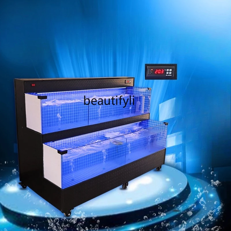 

Seafood pool commercial refrigerator fresh water fish crab aquatic products store mobile seafood tank restaurant fish tank