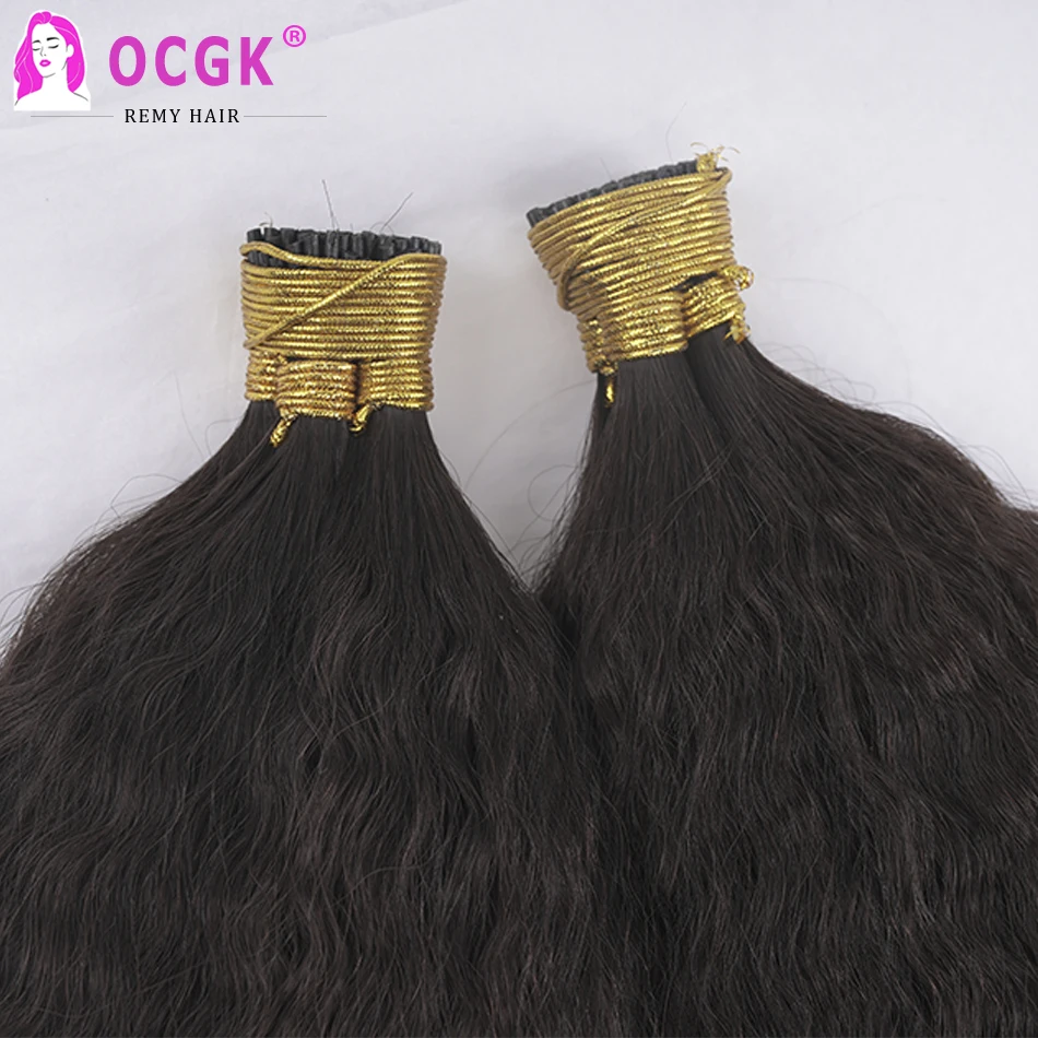 Kinky Straight I Tip Extensões, Extensões De Cabelo De Fusão Humana, Yaki Natural Hair for Salon