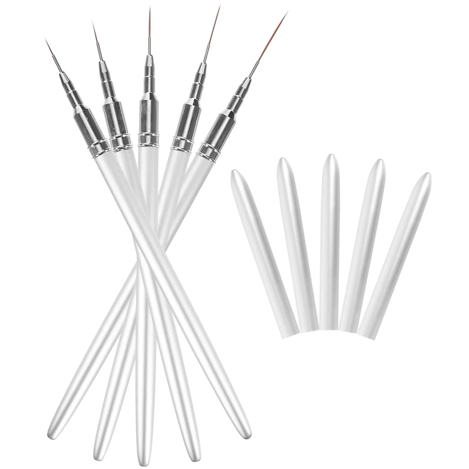 5Pcs Nail Art Pens Thin Brushes Safe Durable Multipurpose DIY Manicure Drawing Tool Stylish Design Gifts Nail Art