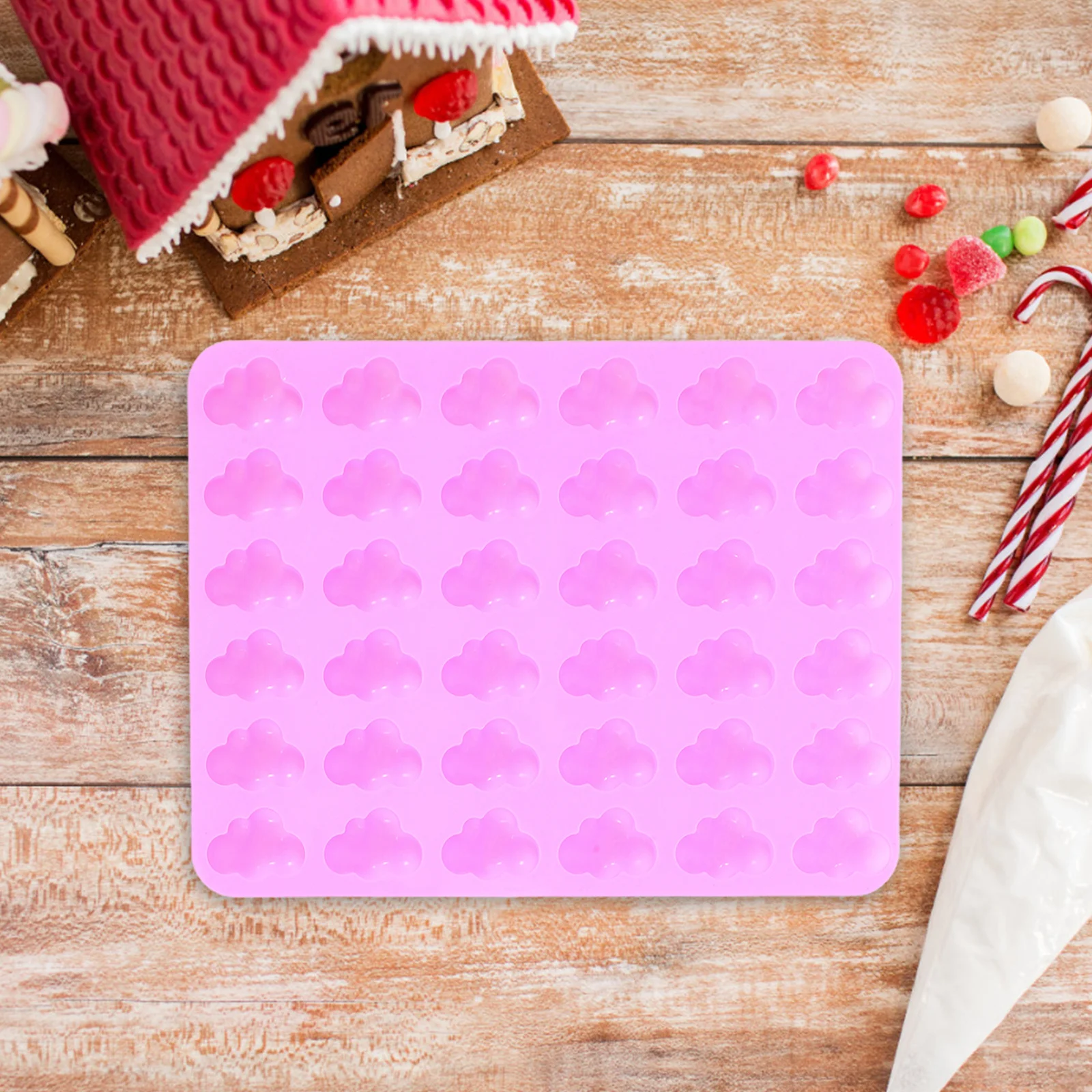 2PCS Cloud Shaped Silicone Chocolate Molds Pink 36 Cavities Food Grade Baking Supplies Candy Cookie Molds Easy Demould