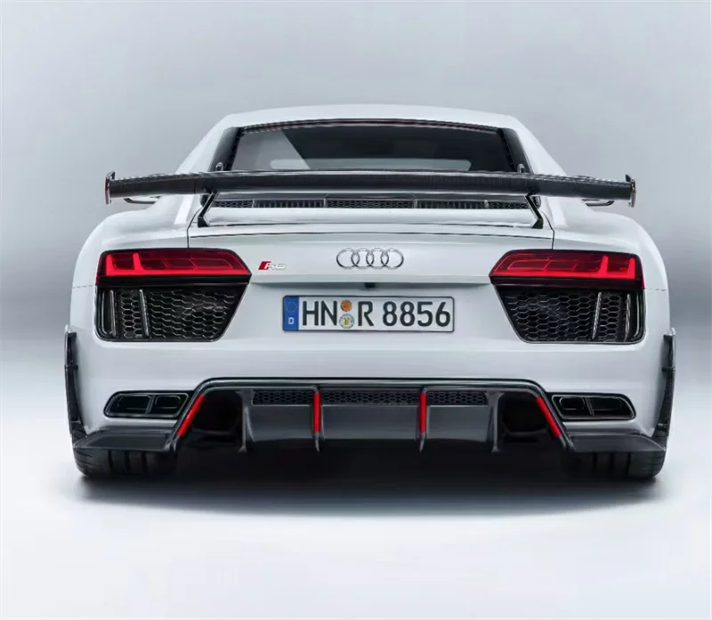 Upgraded versionR8 Carbon Fiber Car Rear Bumper Diffuser for   R8 V10 Spyder Convertible 2-Door 2017-2019