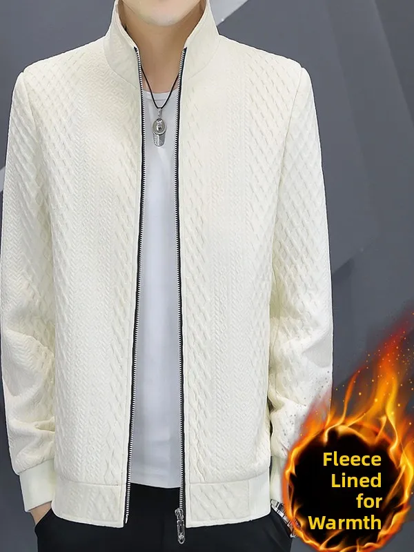

Men's Faionable Fce Lined Thiened Stand Collar Jaet Autumn Winter Warm Outerwear Youth Sli Top Quali Polyester