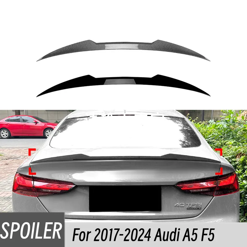

Для 2017-2024 Audi A5 F5 ABS пластик черный карбон задняя крышка багажника спойлер крылья внешние тюнинговые аксессуары